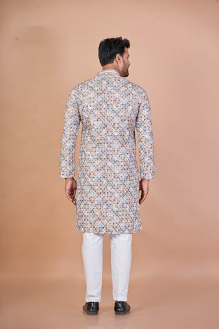 Vibrant Royal – Luxury Cotton Sequin Chikankari Kurta