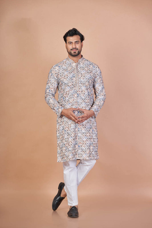 Vibrant Royal – Luxury Cotton Sequin Chikankari Kurta