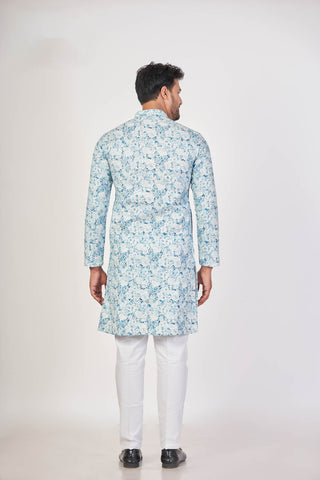 Blue Regal – Luxury Cotton Sequin Chikankari Kurta