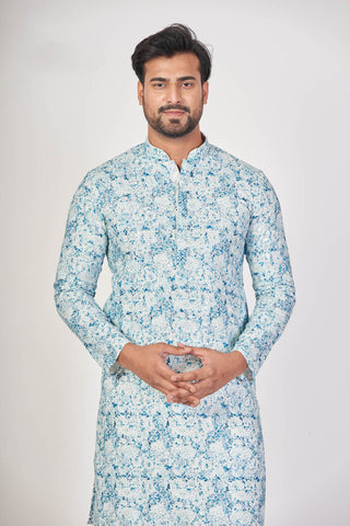 Blue Regal – Luxury Cotton Sequin Chikankari Kurta