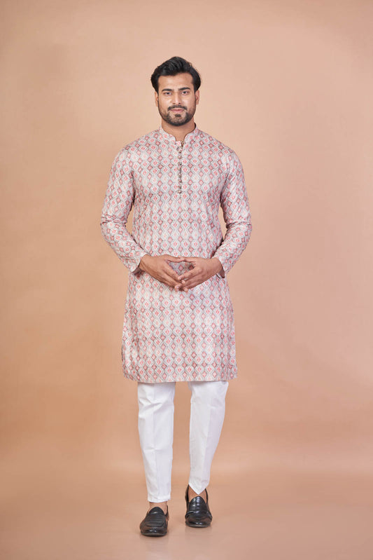 Gajri Soft – Cotton Self Work Kurta