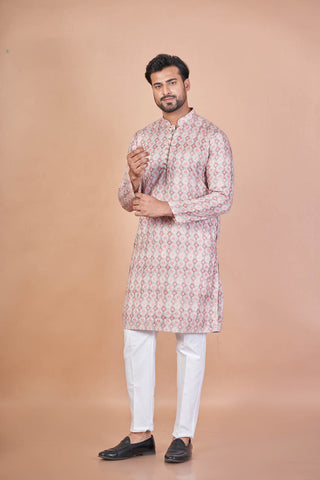 Gajri Soft – Cotton Self Work Kurta