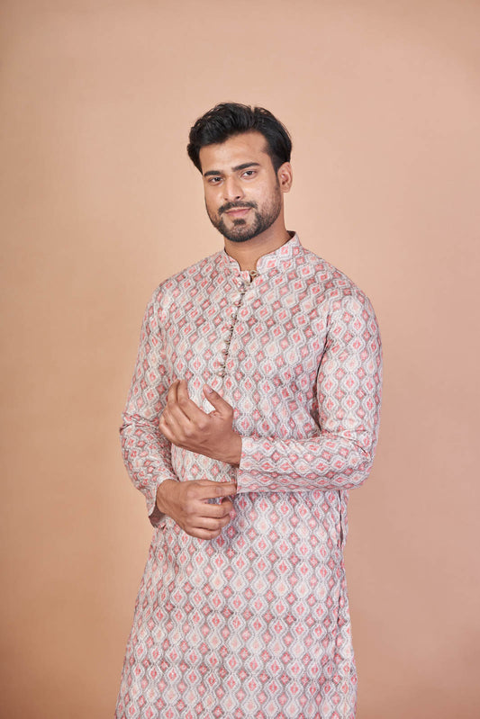 Gajri Soft – Cotton Self Work Kurta