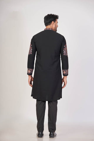 Armani Black – Black Armani Embroidered Kurta