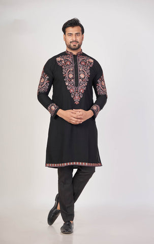 Armani Black – Black Armani Embroidered Kurta