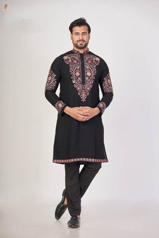 Armani Black – Black Armani Embroidered Kurta