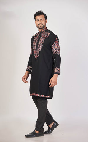 Armani Black – Black Armani Embroidered Kurta