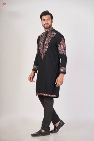 Armani Black – Black Armani Embroidered Kurta