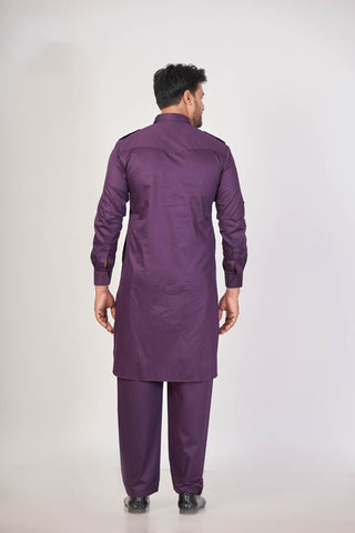 Vibrant Purple – Giza Cotton Pathani Set