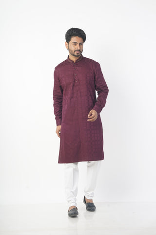 Maroon Cotton Kurta