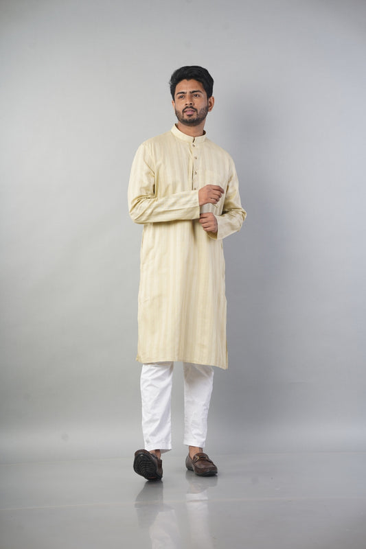 Beige Linen Cotton Kurta