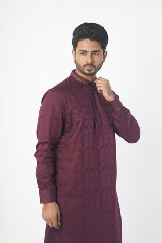 Maroon Cotton Kurta