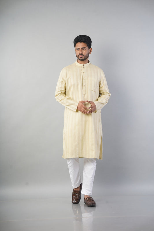 Beige Linen Cotton Kurta