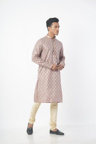 Light Onion Colour Jacquard Fabric Kurta