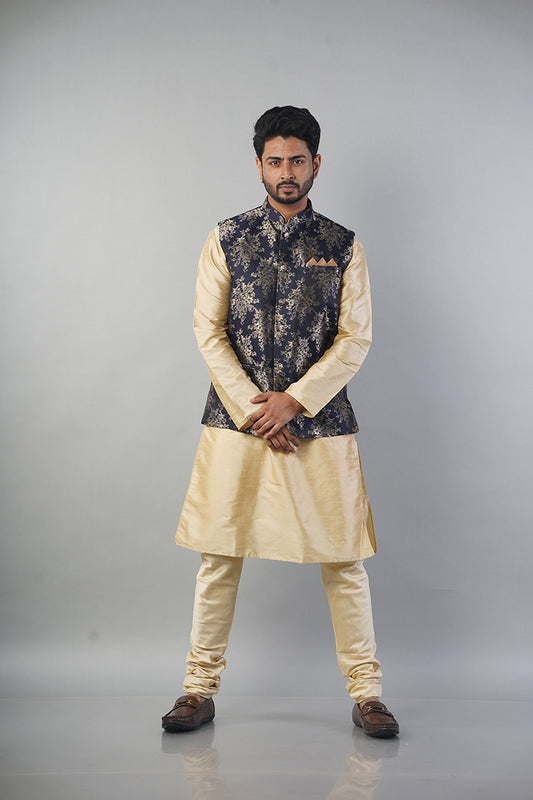 Printed Nehru Jacket With Fancy Button