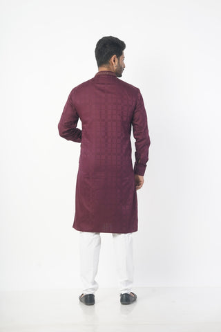 Maroon Cotton Kurta