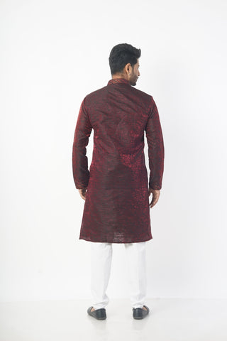 Maroon Colour Jacquard Fabric Kurta