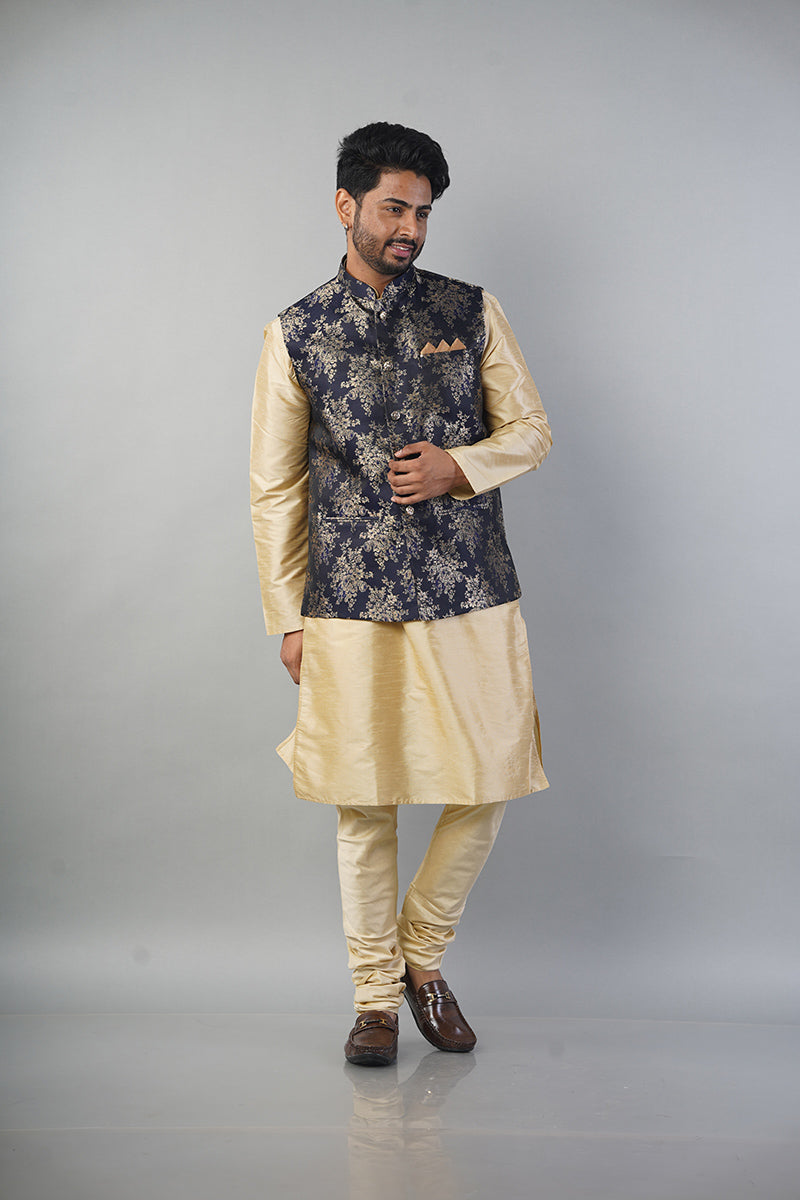 Printed Nehru Jacket With Fancy Button