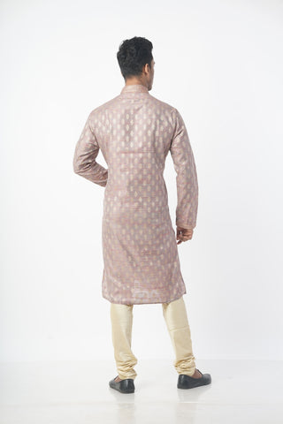 Light Onion Colour Jacquard Fabric Kurta