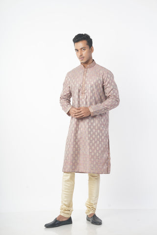 Light Onion Colour Jacquard Fabric Kurta