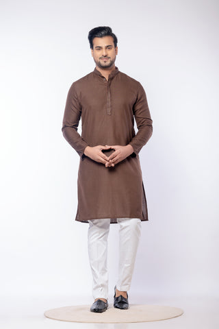 Brown Self – Premium Cotton Self Work Kurta