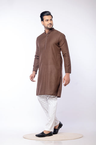 Brown Self – Premium Cotton Self Work Kurta