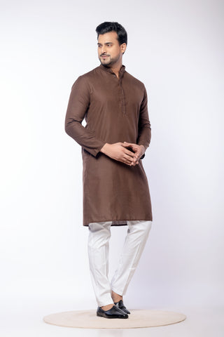 Brown Self – Premium Cotton Self Work Kurta