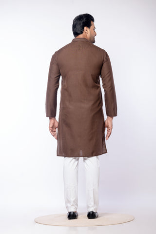 Brown Self – Premium Cotton Self Work Kurta