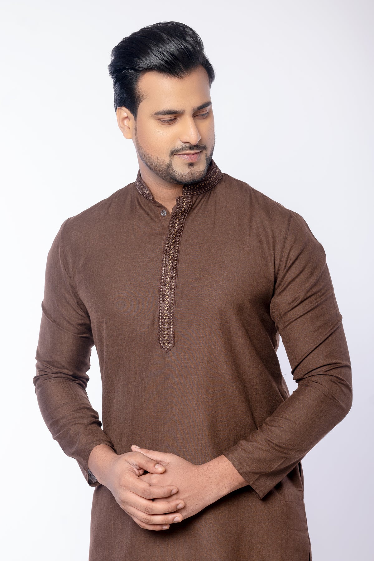 Brown Self – Premium Cotton Self Work Kurta