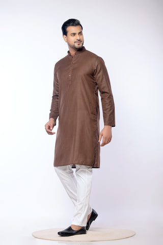 Brown Cotton Kurta – Plain & Premium  (Only Kurta)