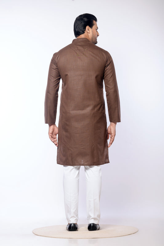 Brown Cotton Kurta – Plain & Premium