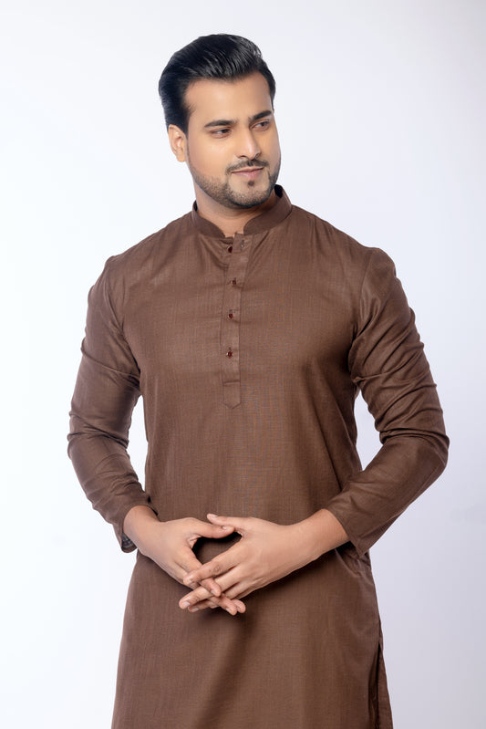 Brown Cotton Kurta – Plain & Premium