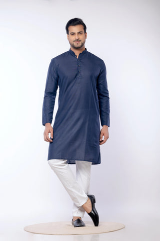 Navy Plain – Premium Cotton Plain Kurta
