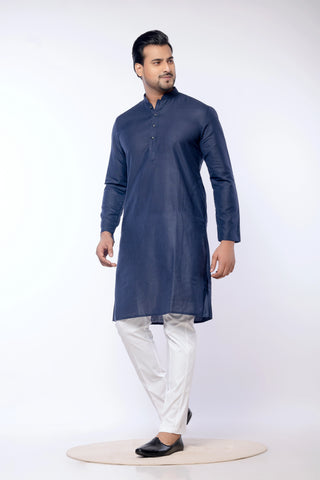 Navy Plain – Premium Cotton Plain Kurta