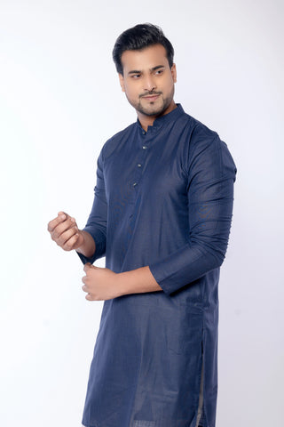 Navy Plain – Premium Cotton Plain Kurta