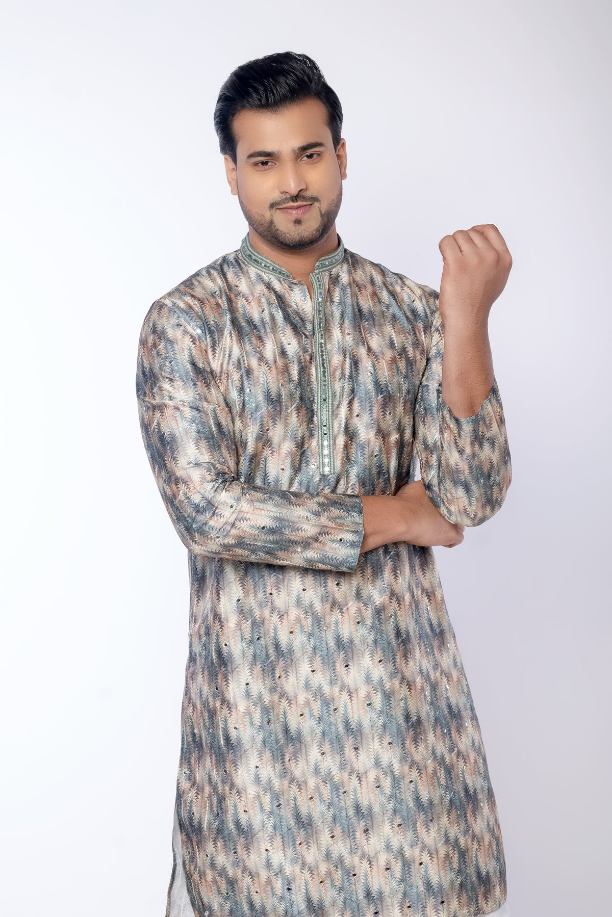 Men's Multicolor Cotton Embroidered Kurta
