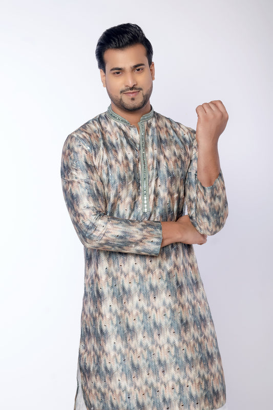 Men's Multicolor Cotton Embroidered Kurta