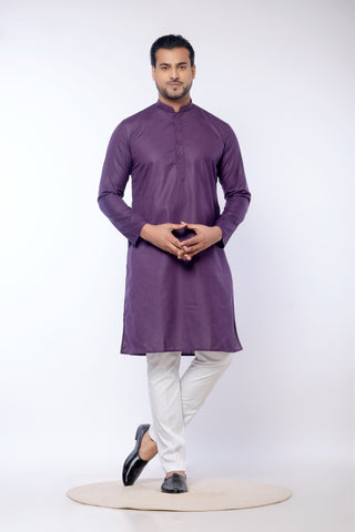 Premium Purple Cotton Plain Kurta