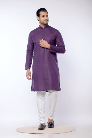 Premium Purple Cotton Plain Kurta