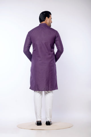 Premium Purple Cotton Plain Kurta