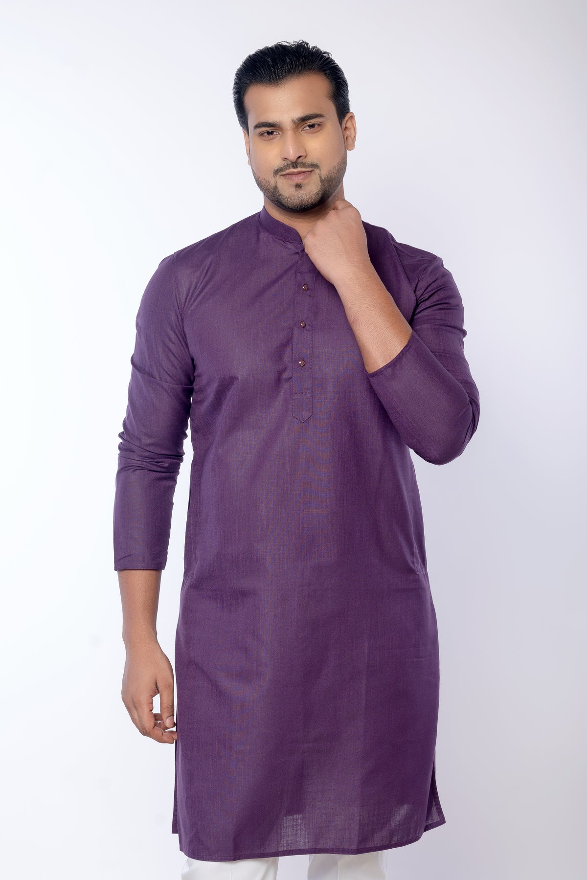 Premium Purple Cotton Plain Kurta