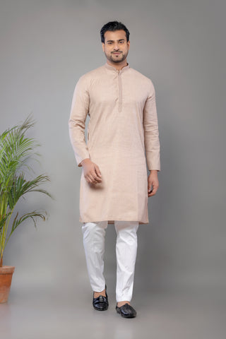 Onion Pink Cotton Self Work Kurta  (Only Kurta)