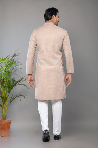 Onion Pink Cotton Self Work Kurta
