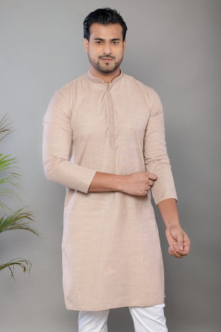 Onion Pink Cotton Self Work Kurta