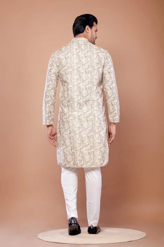 Multicolor Cotton Thread Work Kurta