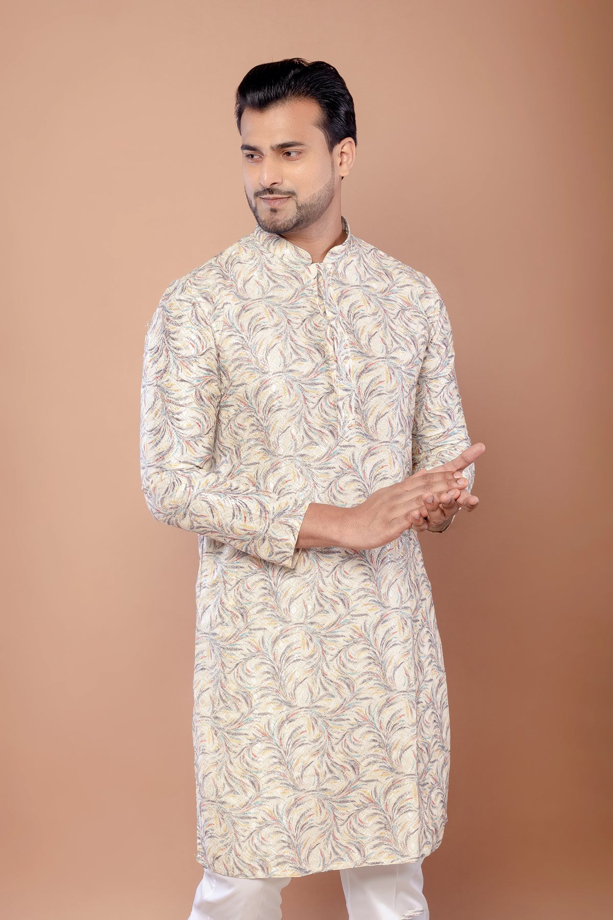 Multicolor Cotton Thread Work Kurta