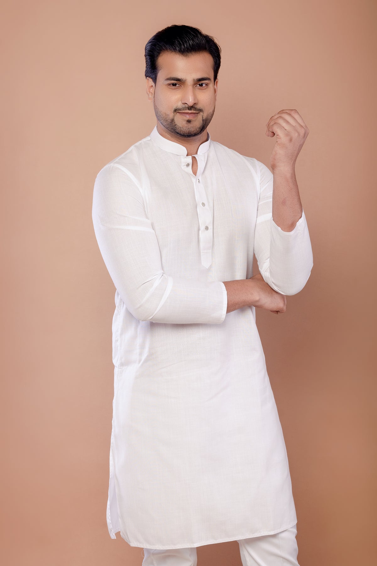 White Cotton Plain Kurta – Essential Wear