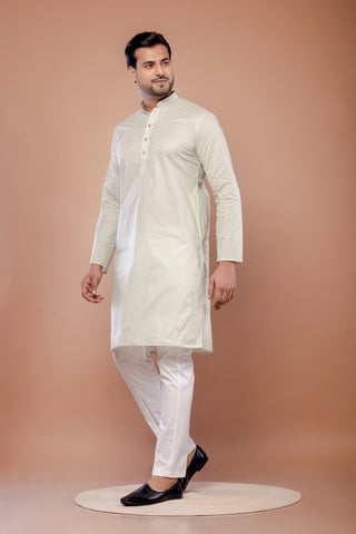 Premium Light Pista Cotton Plain Kurta