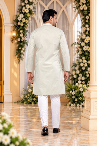 Premium Light Pista Cotton Plain Kurta  (Only Kurta)