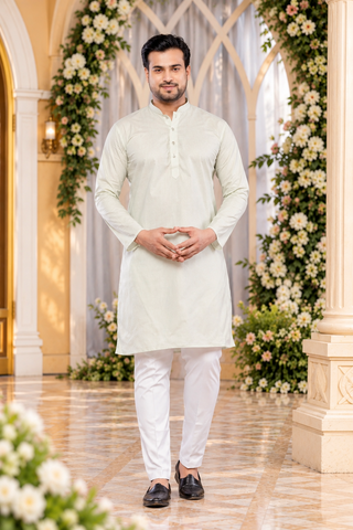 Premium Light Pista Cotton Plain Kurta  (Only Kurta)